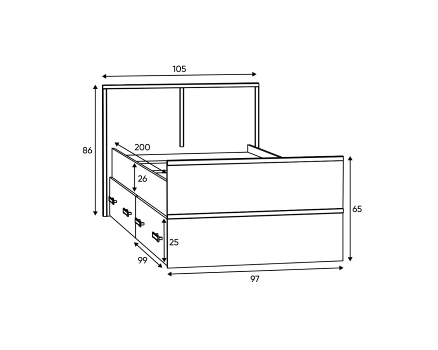 Кровати 90 см, Кровать Сакура с реечным настилом 90х200