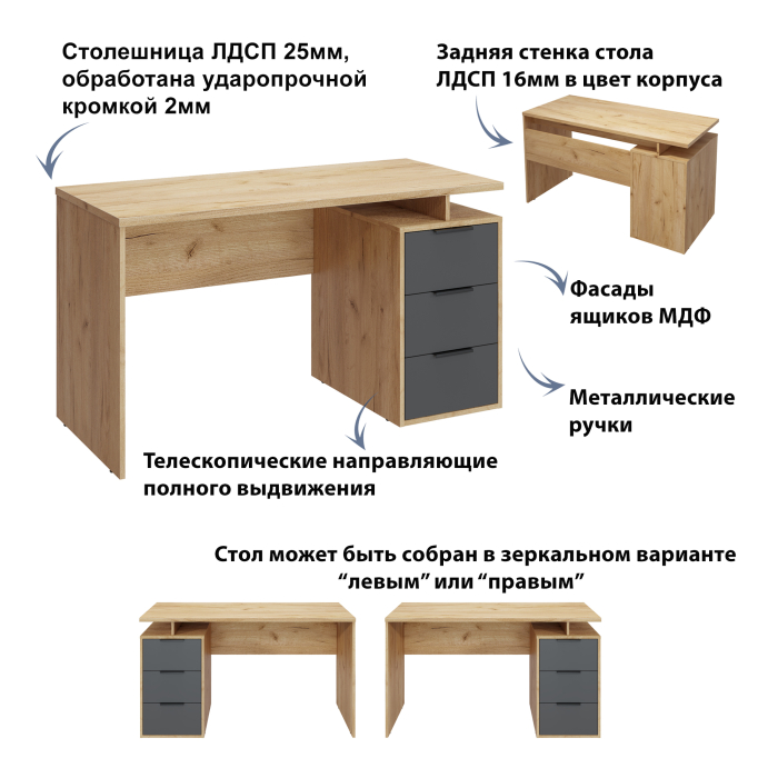 Прямые, Стол письменный С-407