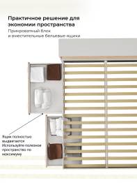 Кровать Виктория с прикроватным блоком и ящиками 140х200