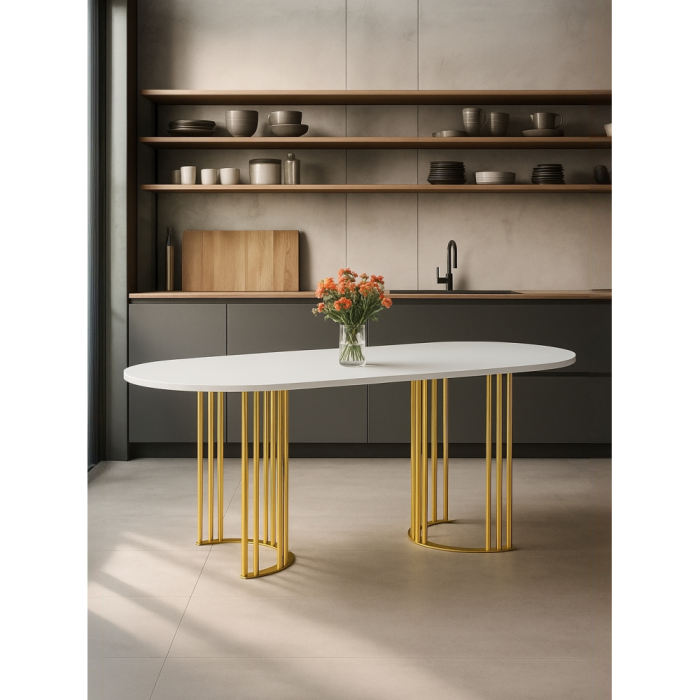 Обеденные столы, Стол Хьюго О 200 х 90 (золотые ноги)
