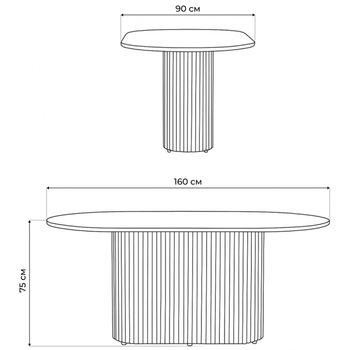 Обеденные столы, Стол Барон О 160 х 90 (черные ноги)