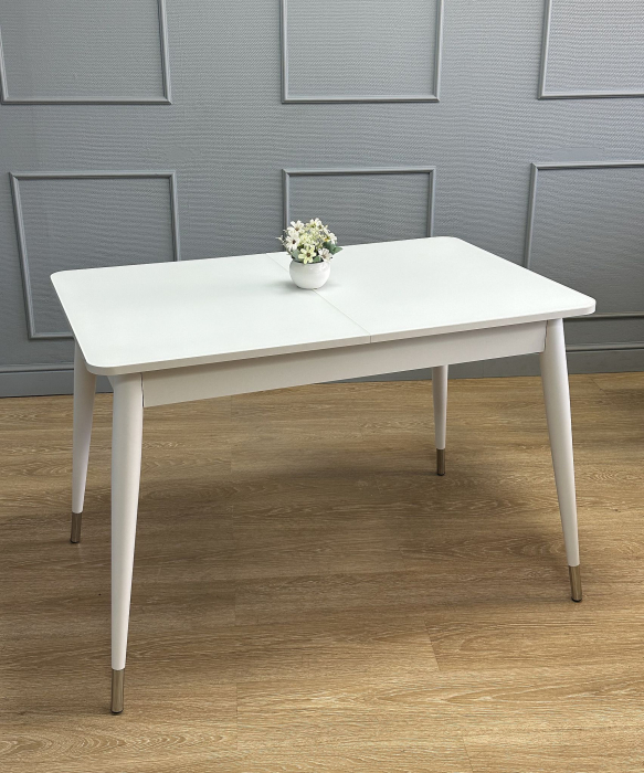 Обеденные столы, Стол Kenner K1100 раздвижной, стекло белое сатин