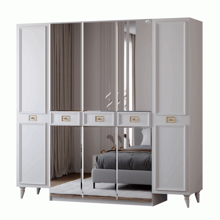 Шкафы распашные, Шкаф в спальню 5-ти дверный Валенсия (золото)