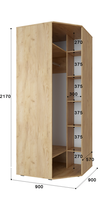 Угловые шкафы, Шкаф угловой Эмилия ЭЛ-17К глухой
