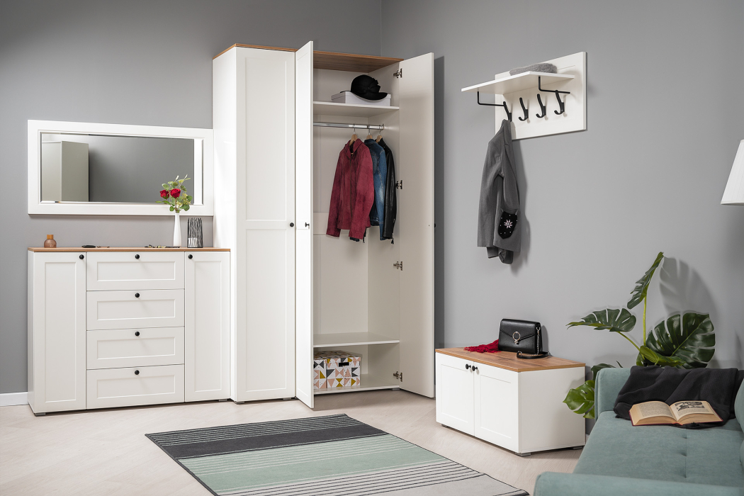 Комоды, Комод Остин 16.221, белая шагрень, дуб золотой крафт