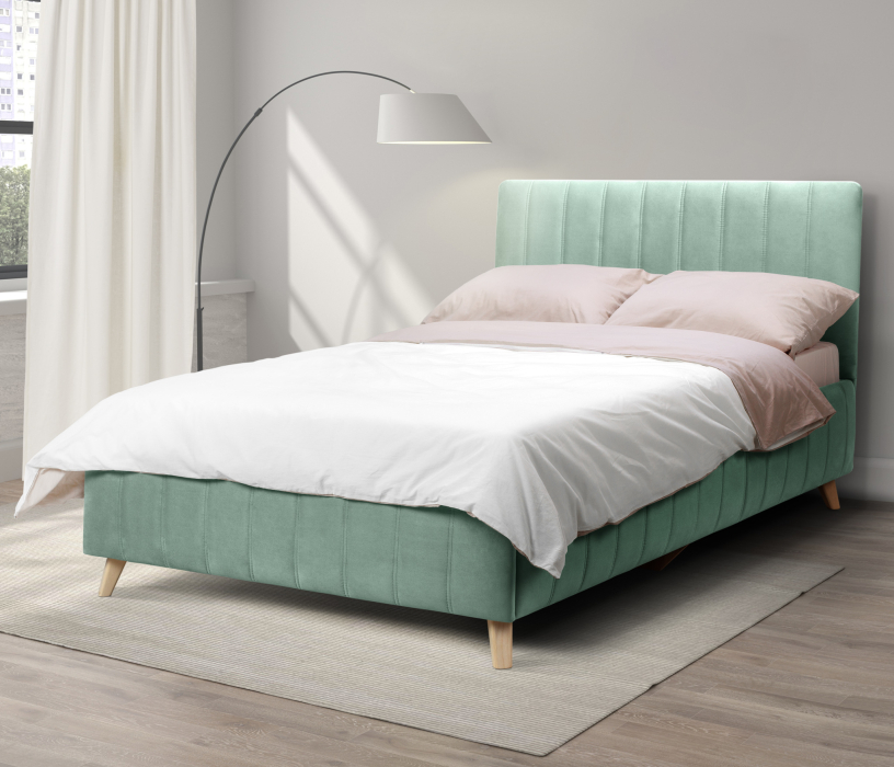 Двуспальные, Кровать с мягким изголовьем Монако 140, микровелюр