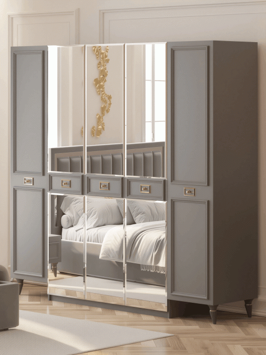 Шкафы распашные, Шкаф в спальню 5-ти дверный Валенсия (золото)