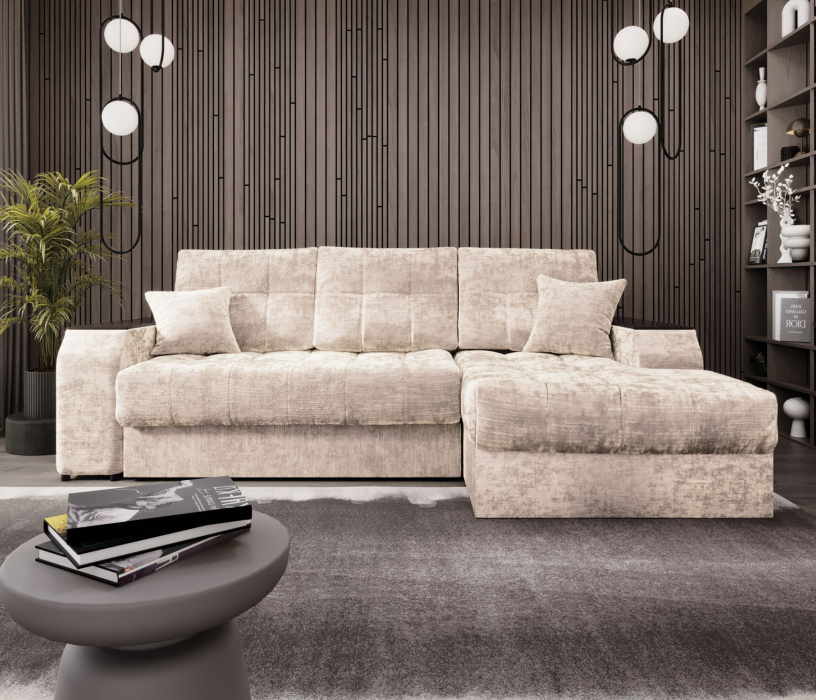 Диваны угловые в гостиную, Угловой диван-кровать Лас-Вегас правый, шенилл