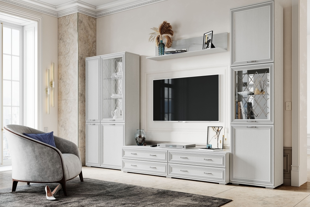 Стеклянные, Шкаф-пенал с витриной Ливорно ЛШ-4