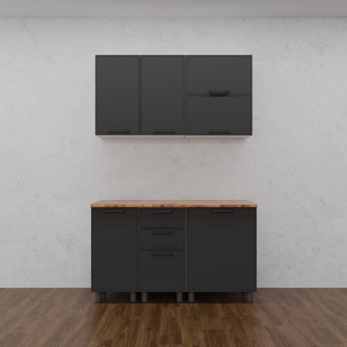 Кухонные гарнитуры, МК Аленушка 1,4м с ящ. Магнолия