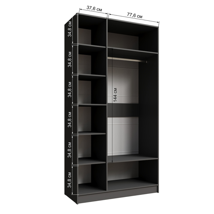 В гостиную, Распашной шкаф с зеркалом Мадрид 1,6м