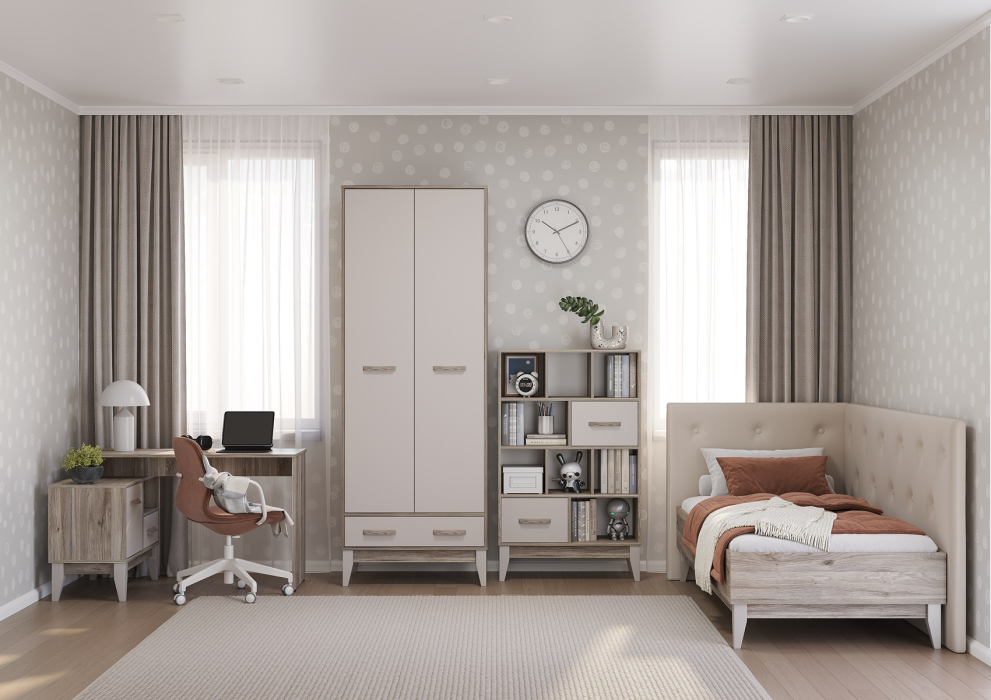 Кровати одноярусные, Кровать 90х200 с мягким изголовьем и боковиной Скандика