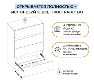 Комод 4 ящика Нова СБ-3625
