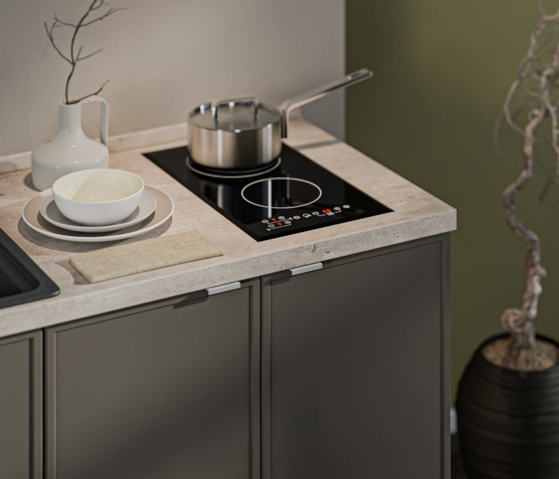 Кухонные гарнитуры, Кухонный гарнитур Регина Квадро Песочный / Базальт 1,6 м