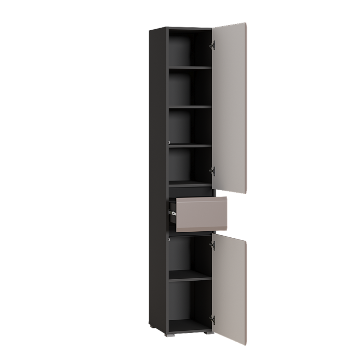 Шкафы распашные, Шкаф с ящиком Сидней 13.202, антрацит, веллюто капучино