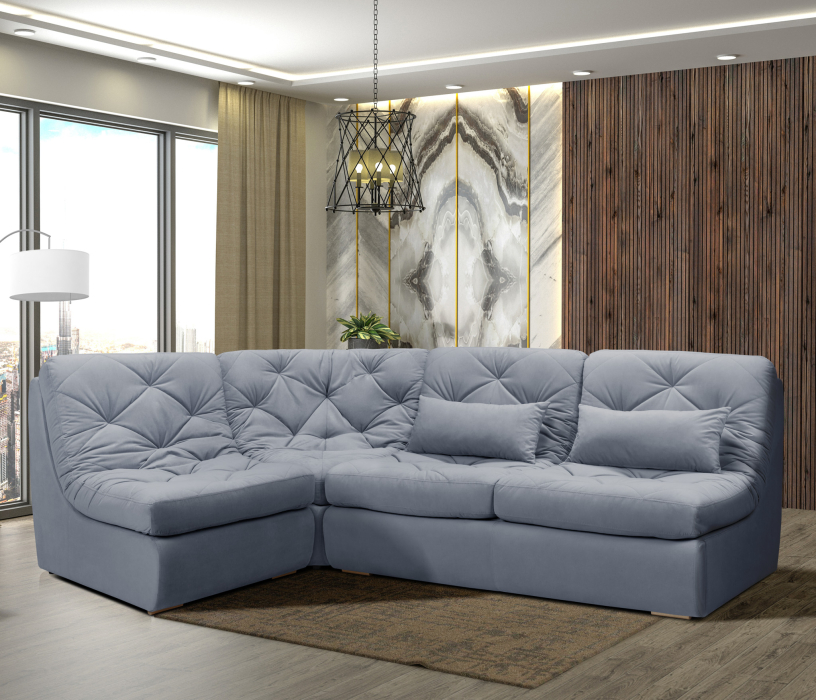 Диваны угловые в гостиную, Модульный угловой диван Борнео со спальным местом, велюр