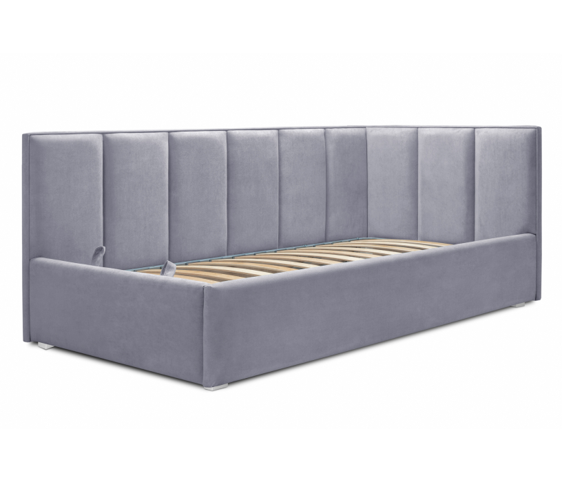 Мягкая кровать, Кровать с мягким изголовьем угловая Лайф 900, велюр