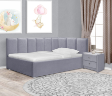 Мягкая кровать, Кровать с мягким изголовьем угловая Лайф 900, велюр