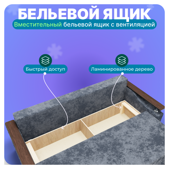 Диваны прямые, Прямой диван Квадро-1, ПБ, Симпл