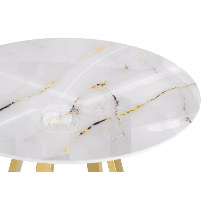 Обеденные столы, Стол стеклянный Норфолк 100х78(золотые ноги)