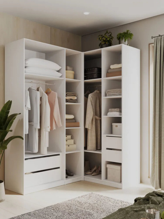 Шкафы, Угловой шкаф для одежды распашной с ящиками, София, 2200х1700х1300мм