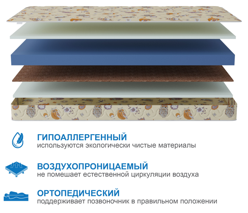Другие размеры, Матрас Здоровый сон-Мишутка 900х1900