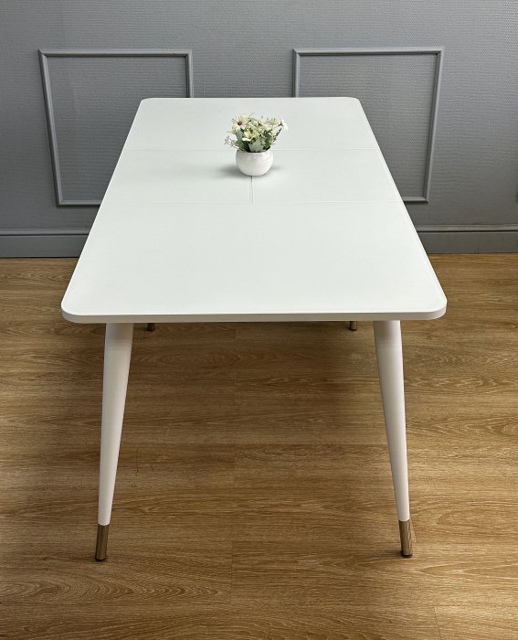 Обеденные столы, Стол Kenner K1100 раздвижной, стекло белое сатин