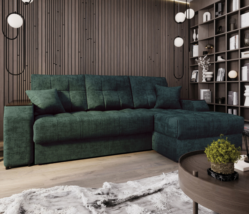 Диваны угловые в гостиную, Угловой диван-кровать Лас-Вегас правый, шенилл