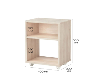 Тумба прикроватная с полкой на колёсиках Теви