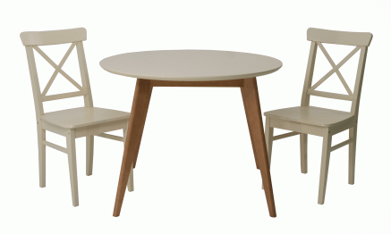 Стол Сканди К 90 натур/слоновая кость со стульями Ингольф слоновая кость