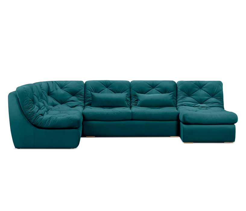 Диваны угловые в гостиную, Диван модульный Борнео со спальным местоп П-образный, велюр