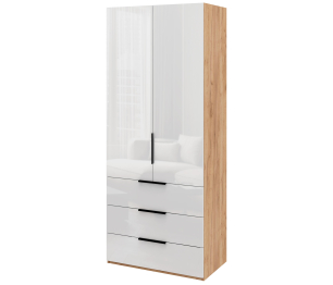 Шкаф 2-х дверный с полками и ящиками, 90 см Люкс