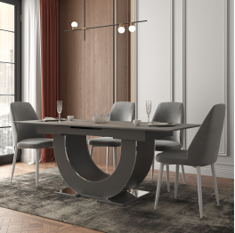 Стол Монако, столешница керамогранит (1600/2000х900х820) серебро