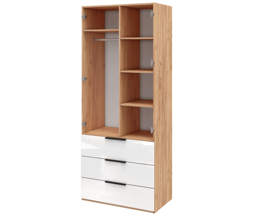 Шкафы распашные, Шкаф 2-х дверный с полками и ящиками, 90 см Люкс