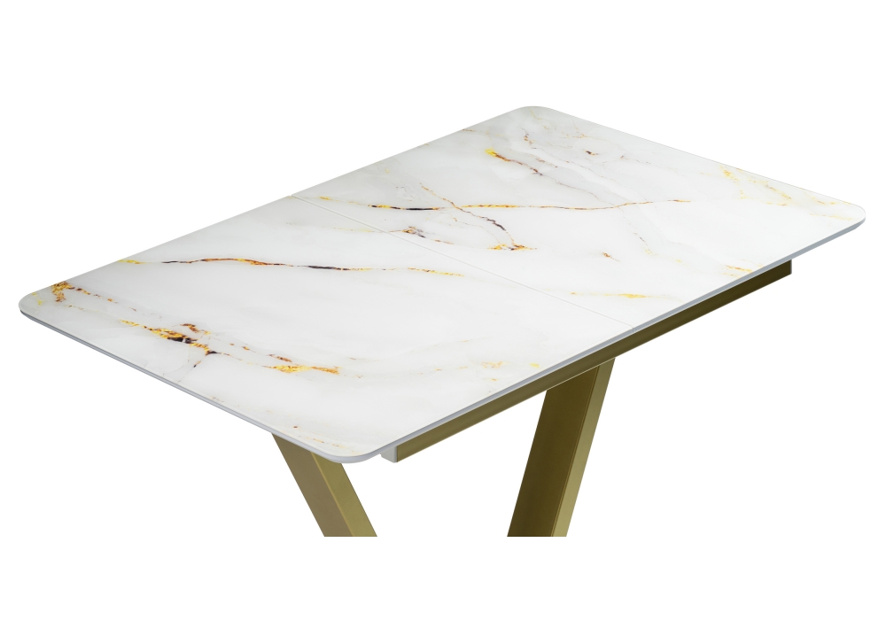 Обеденные столы, Стол стеклянный Бугун (белый / золото)