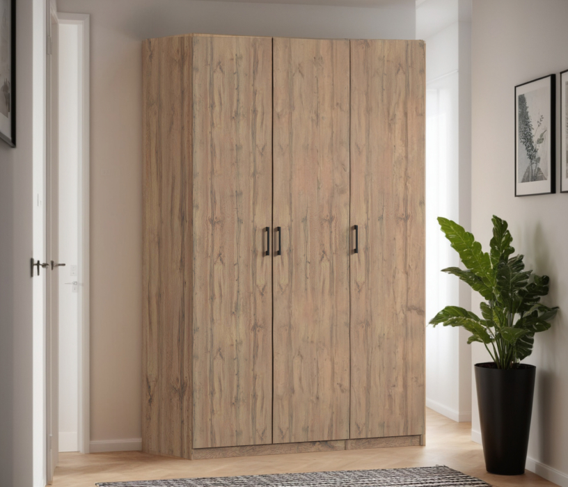 Для одежды, Шкаф трехдверный Макс 1500 мм, вариант №2 (ЛДСП, корпус дуб вотан)