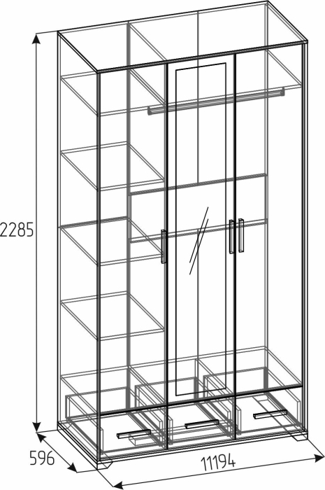 Шкафы двухстворчатые, Шкаф для одежды и белья Айрис 444, дуб