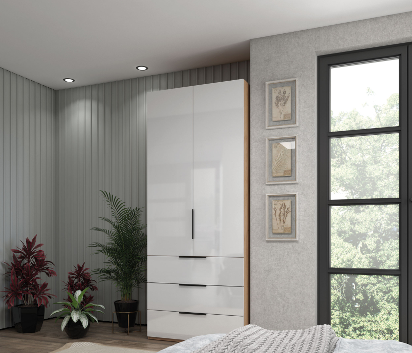 Шкафы, Шкаф 2-х дверный с ящиками 90 см Люкс