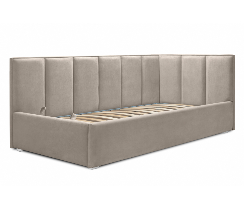 Кровати с мягким изголовьем, Кровать угловая 120 с подъемным механизмом, микровелюр