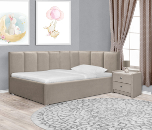 Кровать с мягким изголовьем угловая Лайф 900, велюр