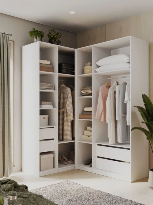 Угловые шкафы, Угловой шкаф для одежды распашной с ящиками София 2200х1700х1300мм