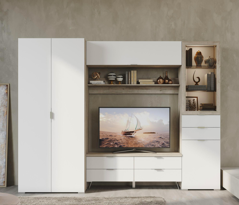 Для одежды, Шкаф Анима ШК-3002, дуб серый, белый