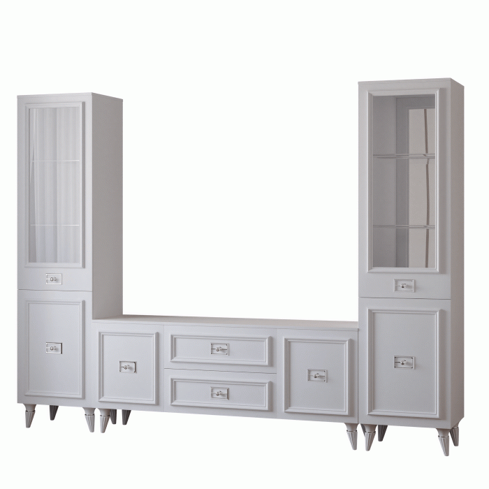 ТВ-тумбы, Комод Валенсия под телевизор 160х45х67 см серебро