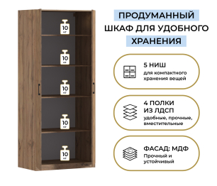 Шкаф двухдверный Макс 1000 мм, вариант №2 (ЛДСП, корпус дуб вотан)