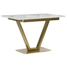 Стол стеклянный Бугун (белый / золото)