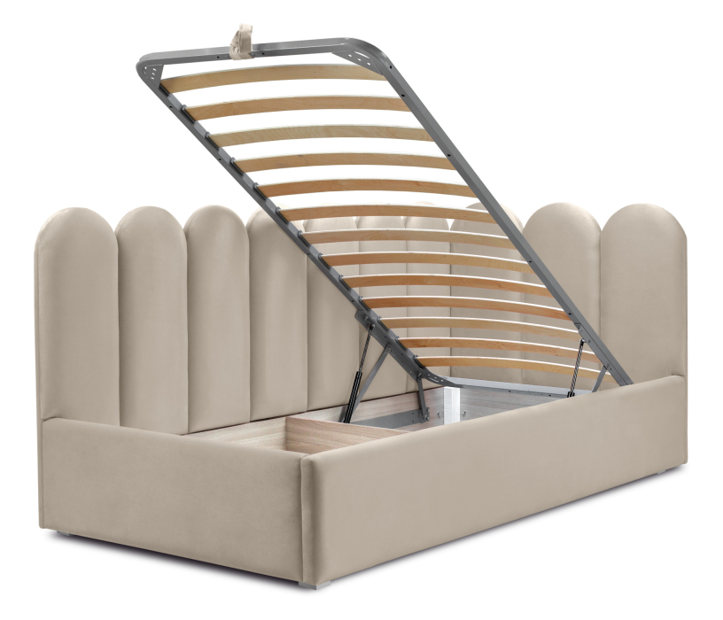 Мягкая кровать, Кровать с мягким изголовьем Мия 90 с подъемным механизмом, микровелюр