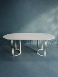 Стол овальный обеденный с белым металлическим подстольем VIOLUR 200