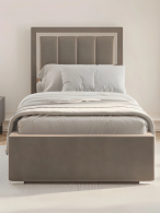 Мягкая кровать, Кровать Валенсия односпальная с ПМ 90х200 см велюр, серебро