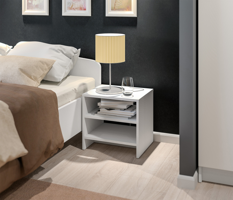 Спальные гарнитуры, Кито набор (кровать+шкаф+тумба) Белый