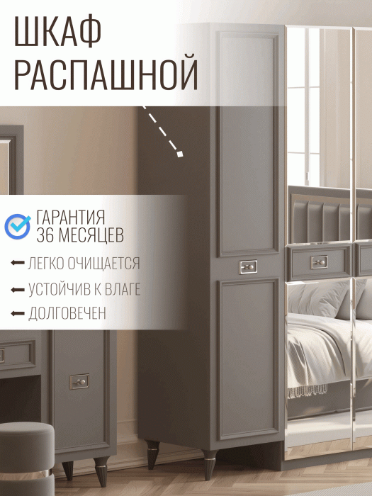 Шкафы распашные, Шкаф в спальню 5-ти дверный Валенсия (серебро)